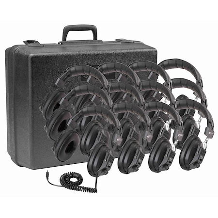 Califone STEREO/MONO HEADPHONE - 3.5MM W/ 1/4 INCH ADAPTER - 3068-12 - BLACK - 12/PACK/W/ CASE 3068-12